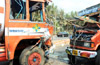 Man dies in goods tempo - Tanker truck collision at Katpadi.